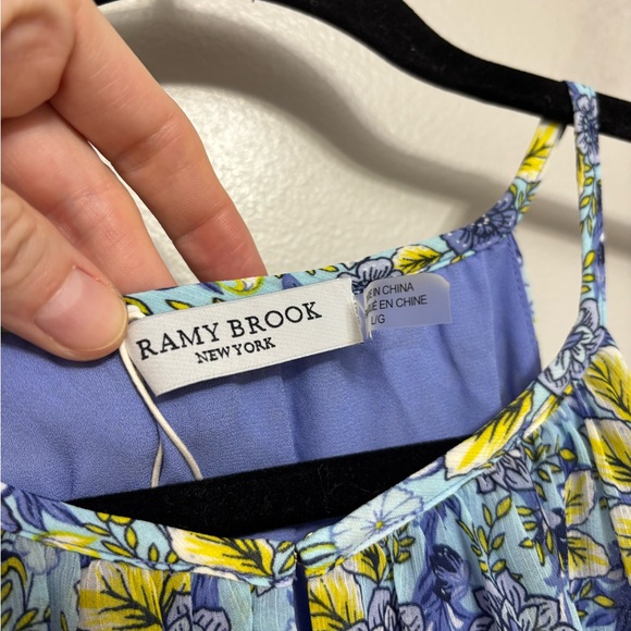 NWT Ramy Brook Daisy Printed Endora Dress in Blue and Purple Multi - Size L - Picture 4 of 12